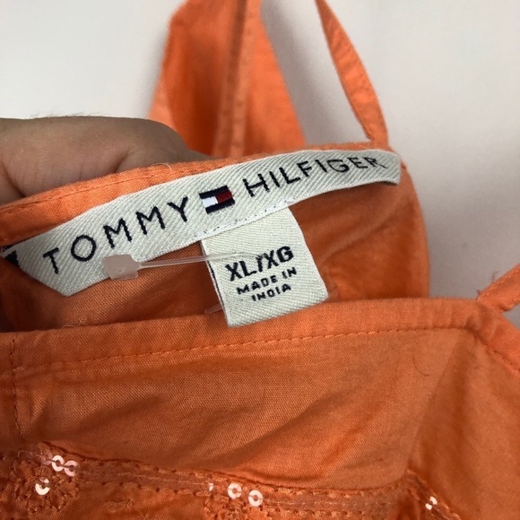 Tommy Hilfiger Orange top with sequin trim Large - Picture 4 of 8